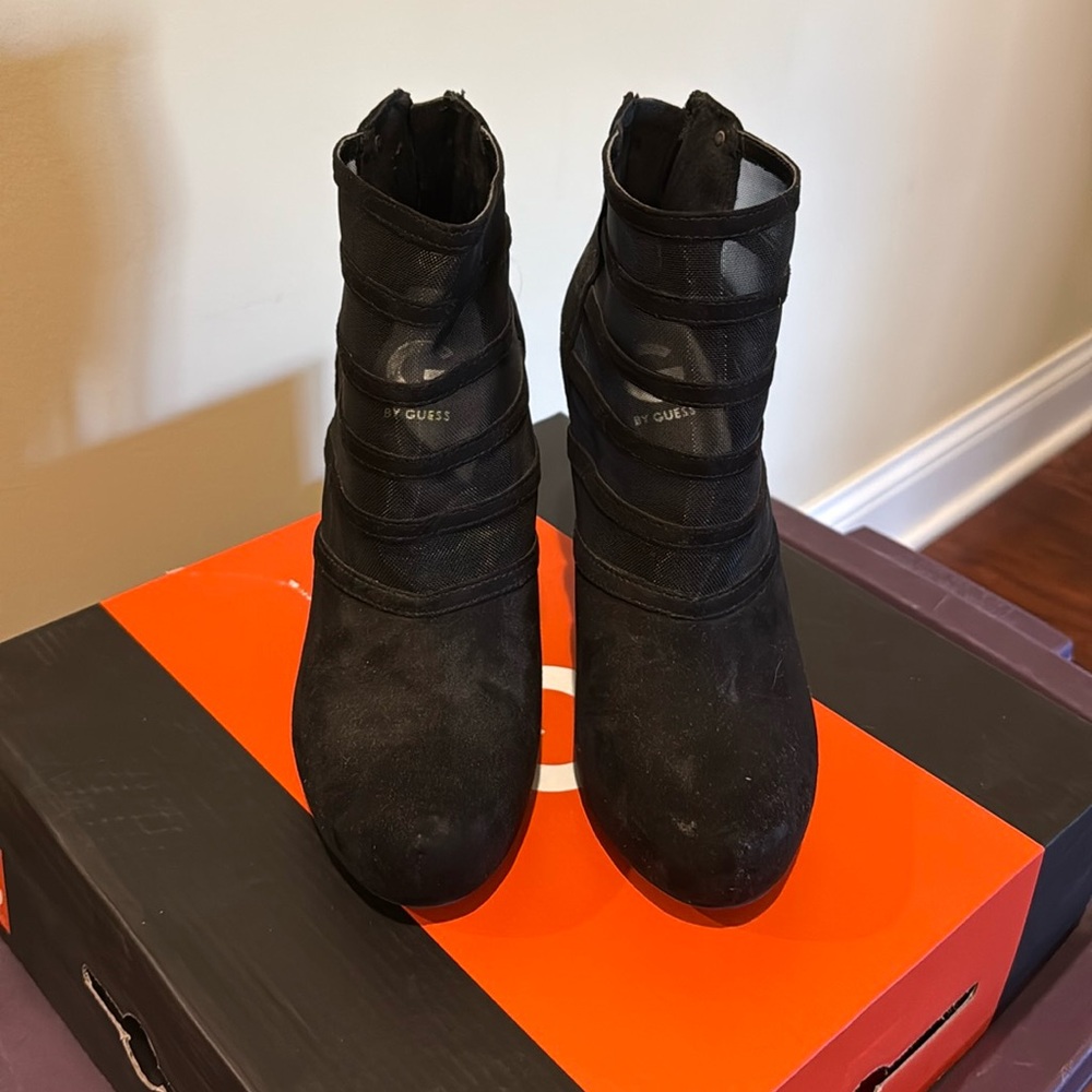 Guess Black Strappy Ankle Boots